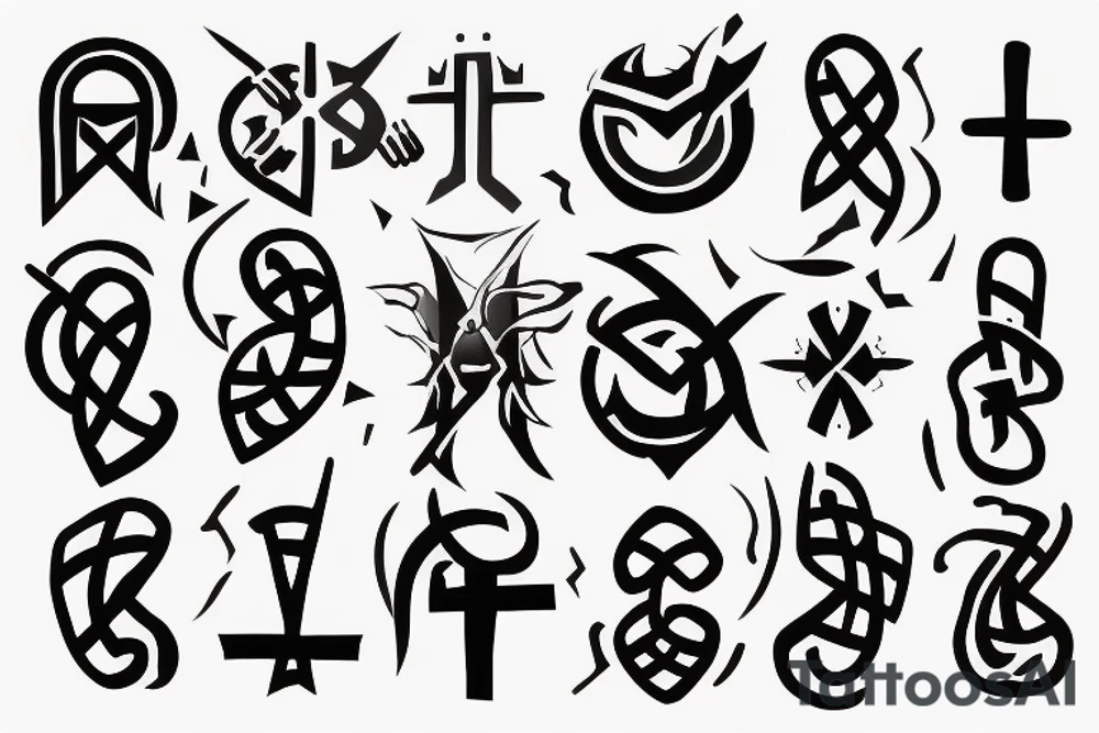 creative warrior tattoo as 'i' as a semi colon and a cross tattoo idea