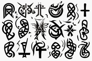 creative warrior tattoo as 'i' as a semi colon and a cross tattoo idea