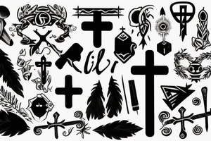 creative warrior tattoo as 'i' as a semi colon and a cross tattoo idea