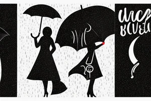 beautiful girl with umbrella under a streetlight in rain tattoo idea