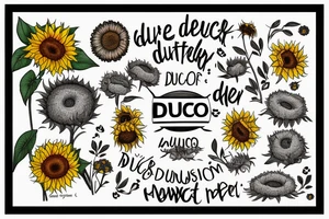 philosophical and musing, with sunflowers and lilies "non ducor, duco" in quotes tattoo idea