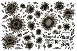 sunflowers and lilies with "non ducor, duco" in quotes tattoo idea
