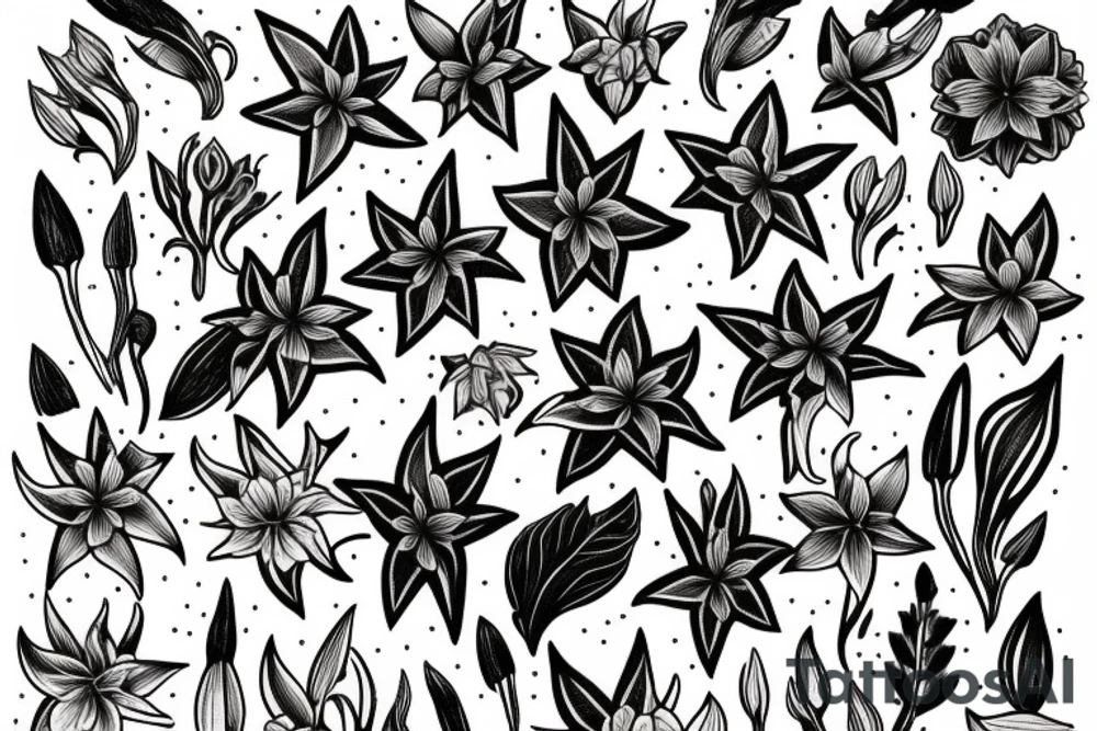 lilies with "non ducor, duco" in quotes tattoo idea