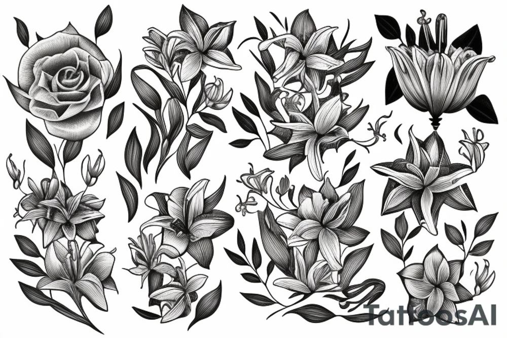 lilies with "non ducor, duco" in quotes tattoo idea