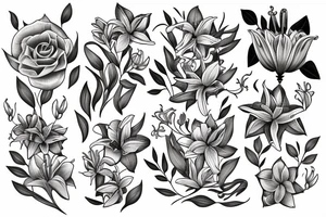 lilies with "non ducor, duco" in quotes tattoo idea