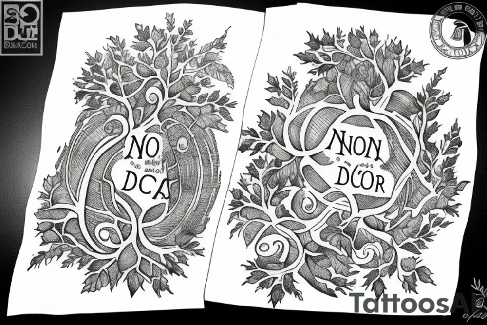 "non ducor, duco" in quotes with an oak tree surrounding it tattoo idea