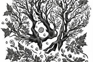 "non ducor, duco" in quotes with an oak tree surrounding it tattoo idea