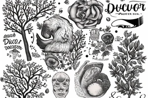 "non ducor, duco" in quotes with an oak tree surrounding it tattoo idea