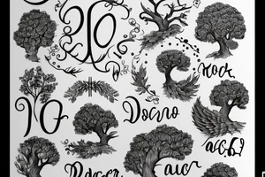 "non ducor, duco" in quotes with an oak tree surrounding it tattoo idea