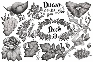"non ducor, duco" in quotes with an oak tree surrounding it tattoo idea
