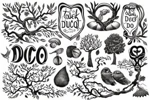 "non ducor, duco" in quotes with an oak tree surrounding it tattoo idea