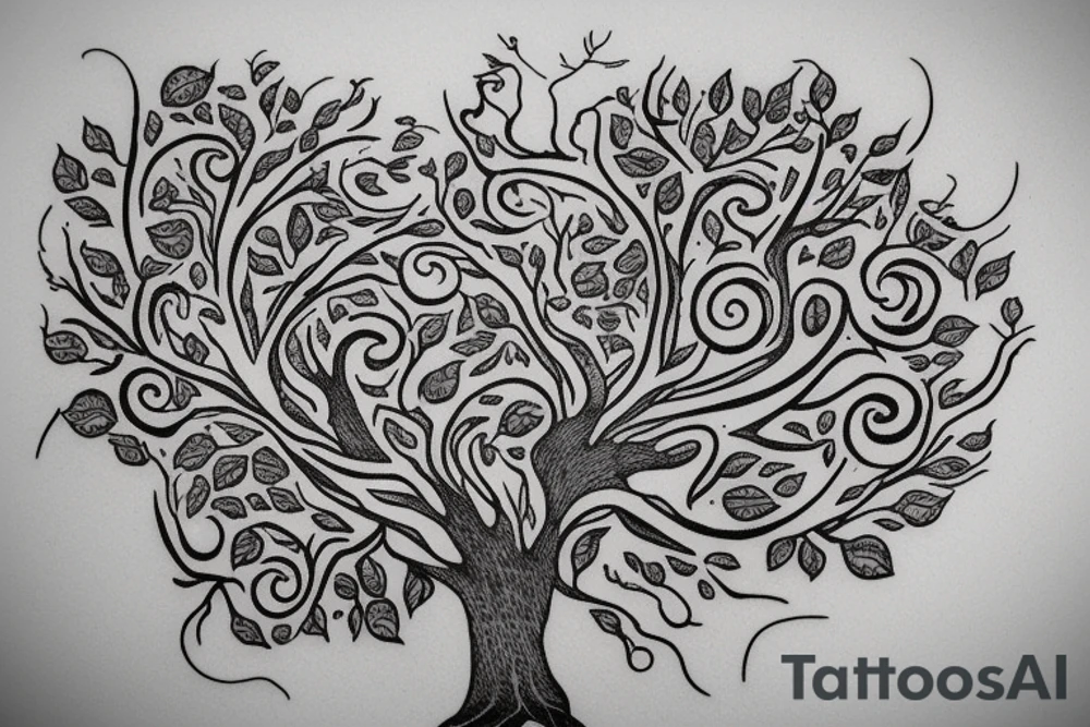 "non ducor, duco" in quotes with an oak tree surrounding it tattoo idea