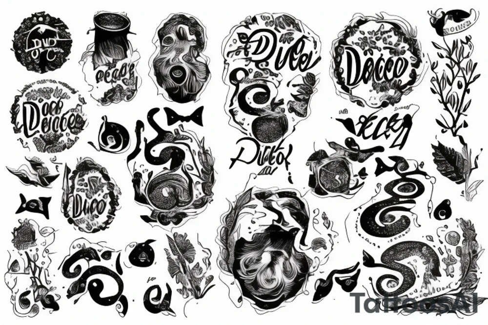 "non ducor, duco" in quotes with an oak tree surrounding it tattoo idea