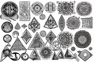 sacred geometry elements, 3, 6, 9, 8, ancient symbols tattoo idea