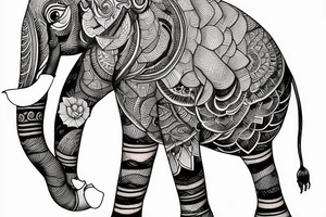gajendra elephant holding lotus flower tattoo idea