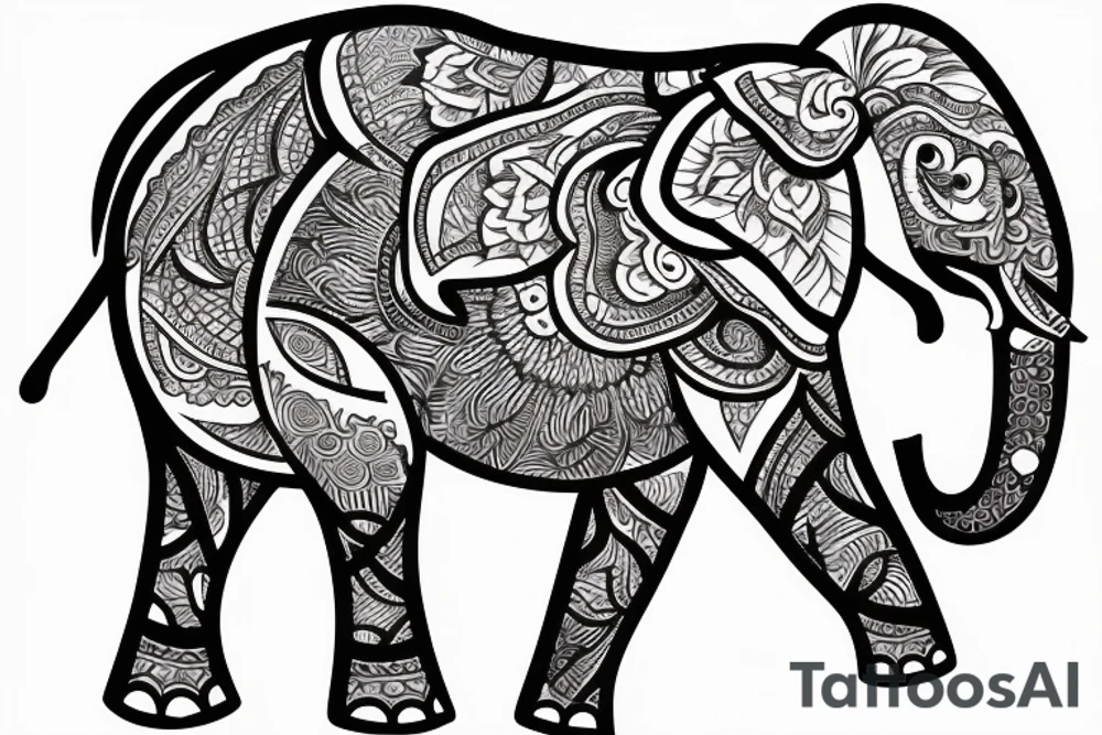 gajendra elephant holding lotus flower tattoo idea