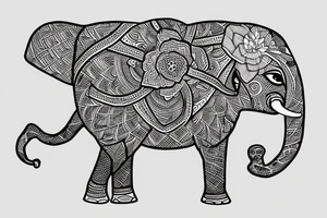 elephant holding lotus flower up in the air tattoo idea