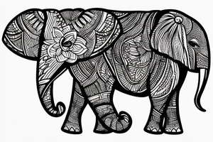elephant holding lotus flower up in the air tattoo idea