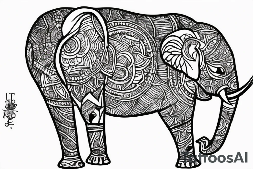 elephant holding lotus flower up in the air tattoo idea
