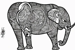 elephant holding lotus flower up in the air tattoo idea
