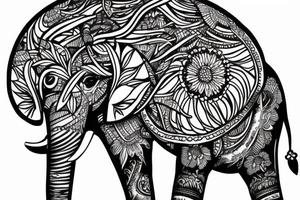 elephant holding lotus flower up in the air tattoo idea