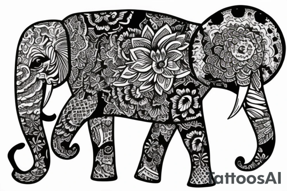 elephant holding lotus flower up in the air tattoo idea
