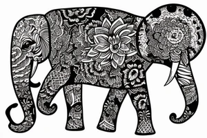 elephant holding lotus flower up in the air tattoo idea