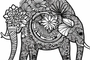 elephant holding lotus flower up in the air tattoo idea