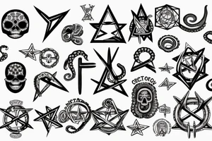 Patriarchal Cross, frequencies , Memento mori , memento vivir , reptilian star seed symbol , octopus , American flag tattoo idea