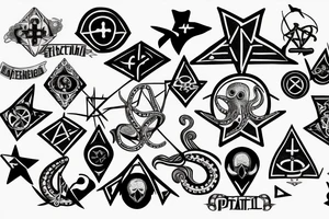 Patriarchal Cross, frequencies , Memento mori , memento vivir , reptilian star seed symbol , octopus , American flag tattoo idea