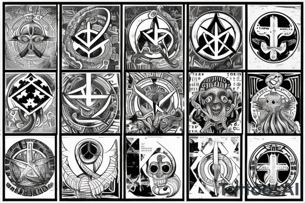 Patriarchal Cross, frequencies , Memento mori , memento vivir , reptilian star seed symbol , octopus , American flag tattoo idea