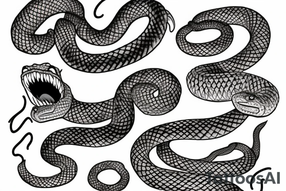 Make an Snake from top to bottom in a realistic cartoon look tattoo idea