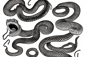 Make an Snake from top to bottom in a realistic cartoon look tattoo idea