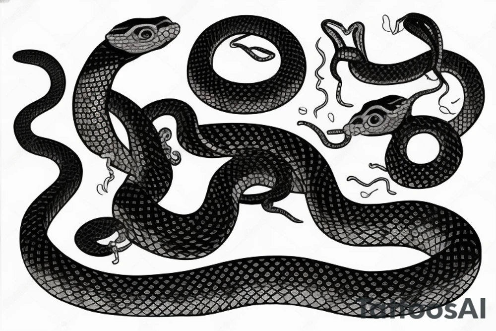 Make an Snake from top to bottom in a realistic cartoon look tattoo idea