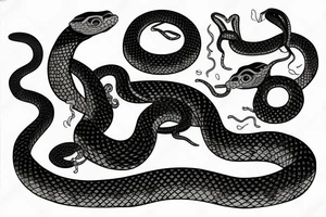 Make an Snake from top to bottom in a realistic cartoon look tattoo idea