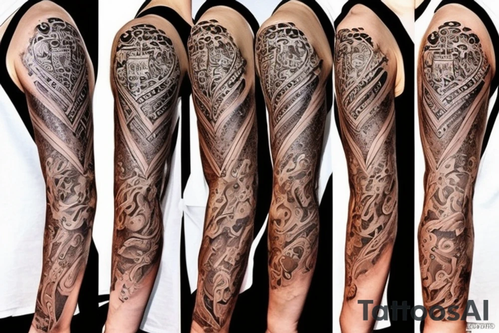 I would like a tattoo that covers my whole arm.  I would like a King Chess piece with 2 pawns. tattoo idea