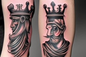 I would like a tattoo that covers my whole arm.  I would like a King Chess piece with 2 pawns looking in a mirror. tattoo idea