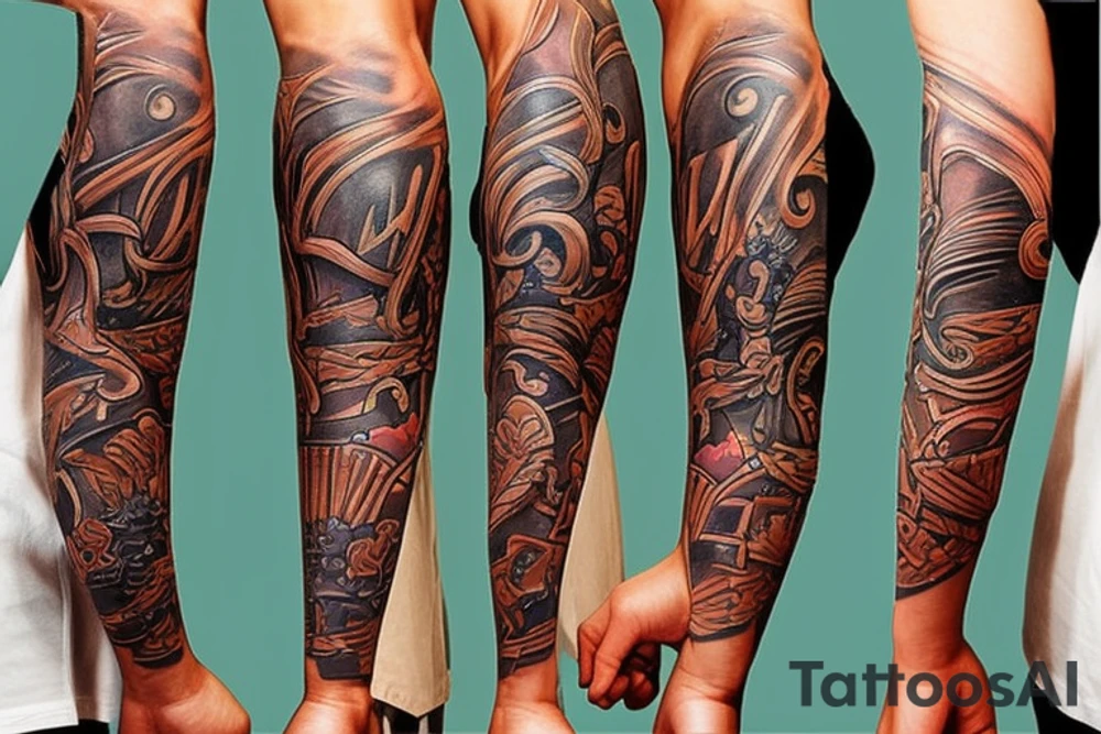 I would like a tattoo that covers my whole arm.  I would like a King Chess piece with 2 pawns looking in a mirror. tattoo idea
