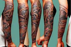 I would like a tattoo that covers my whole arm.  I would like a King Chess piece with 2 pawns looking in a mirror. tattoo idea