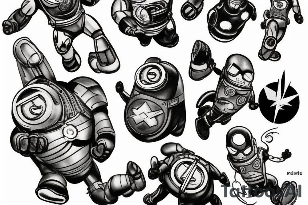 Minion in Iron man suit tattoo idea