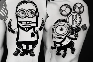 Minion in football suit, real madrid tattoo idea