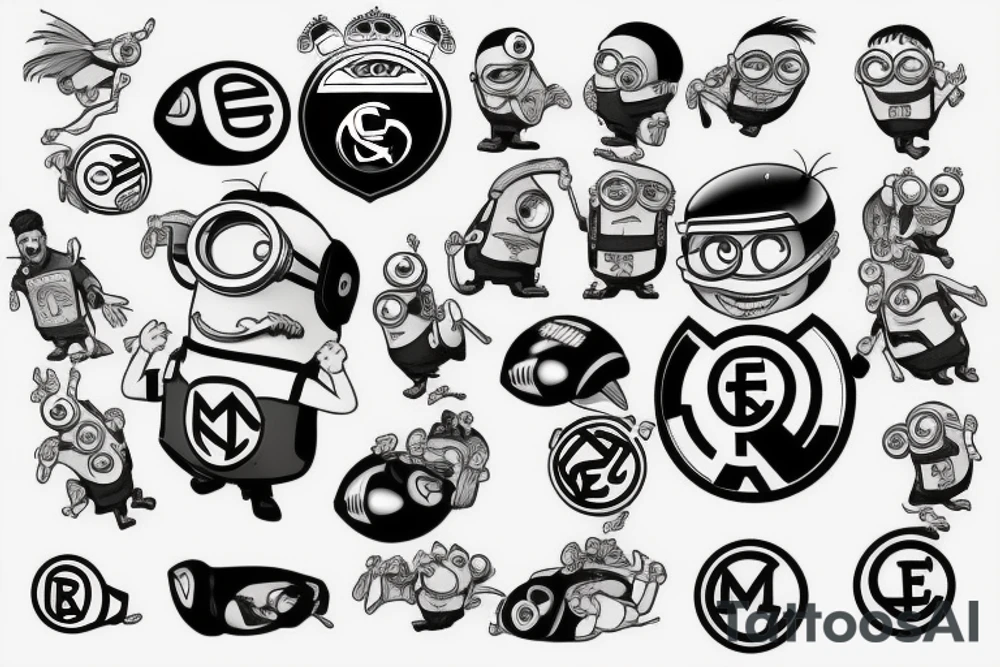 Minion in football suit, real madrid tattoo idea