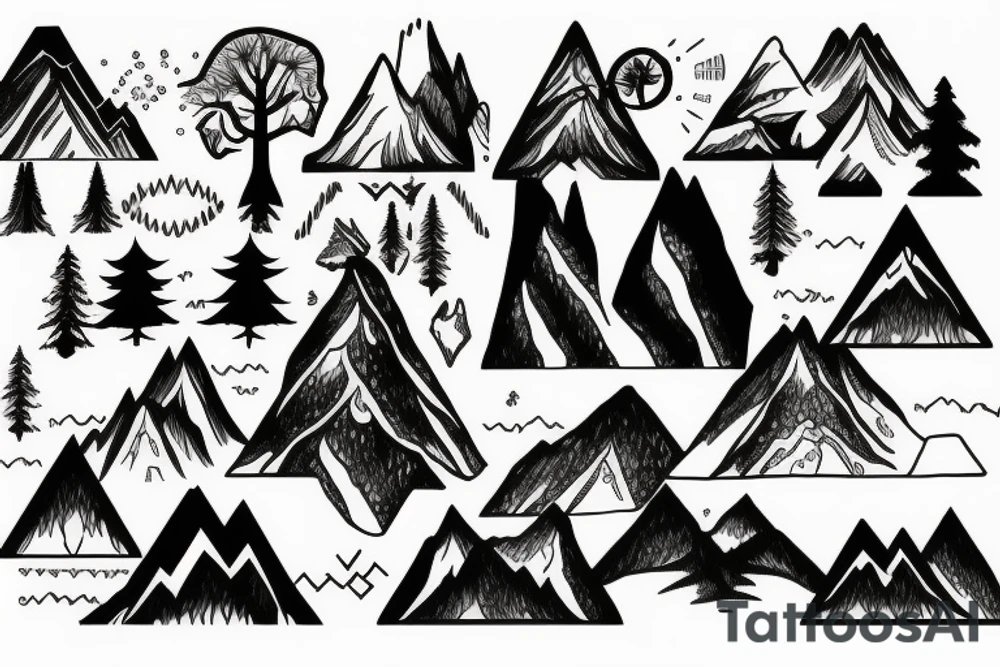 mountain artistic trees tattoo idea