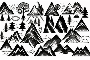 mountain artistic trees tattoo idea