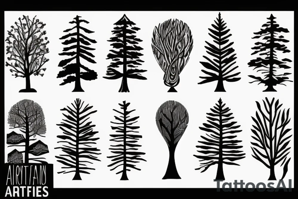 mountain artistic trees tattoo idea