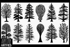 mountain artistic trees tattoo idea