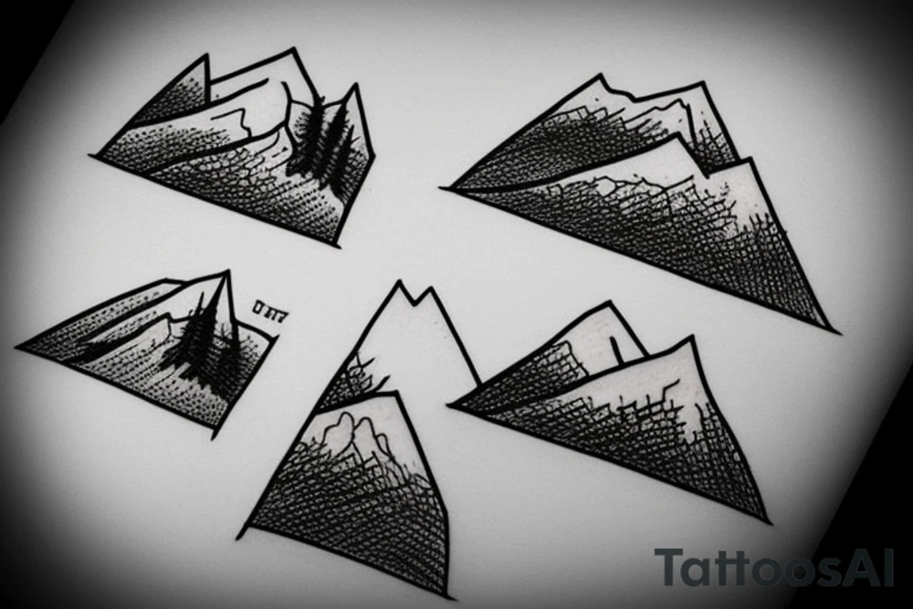 mountain landscape trees tattoo idea