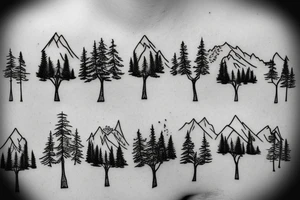 mountain landscape trees tattoo idea