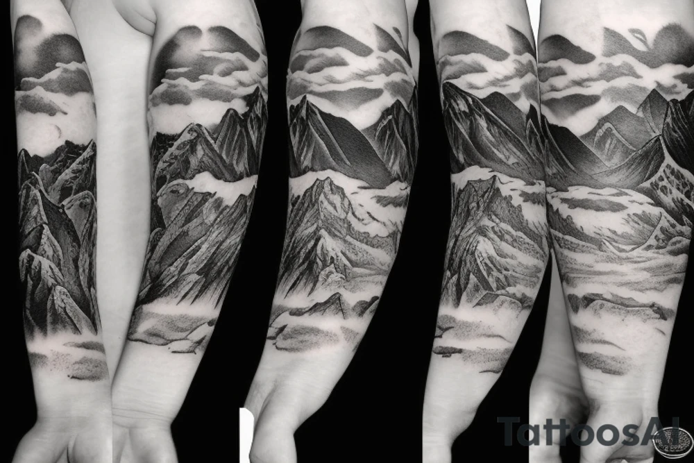 sun rising over mountains tattoo idea