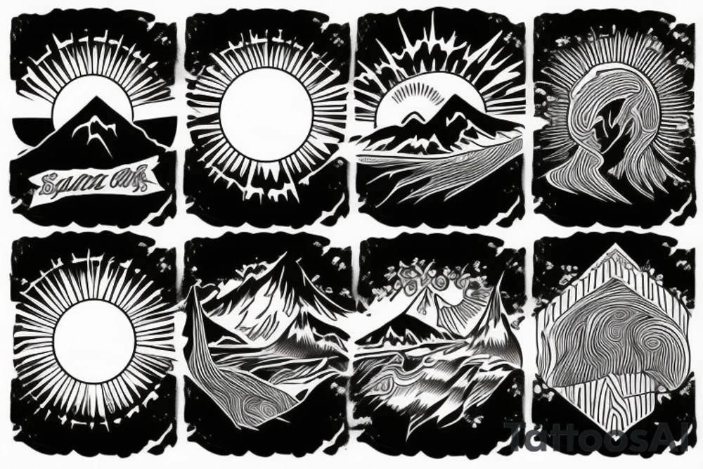 sun rising over mountains tattoo idea